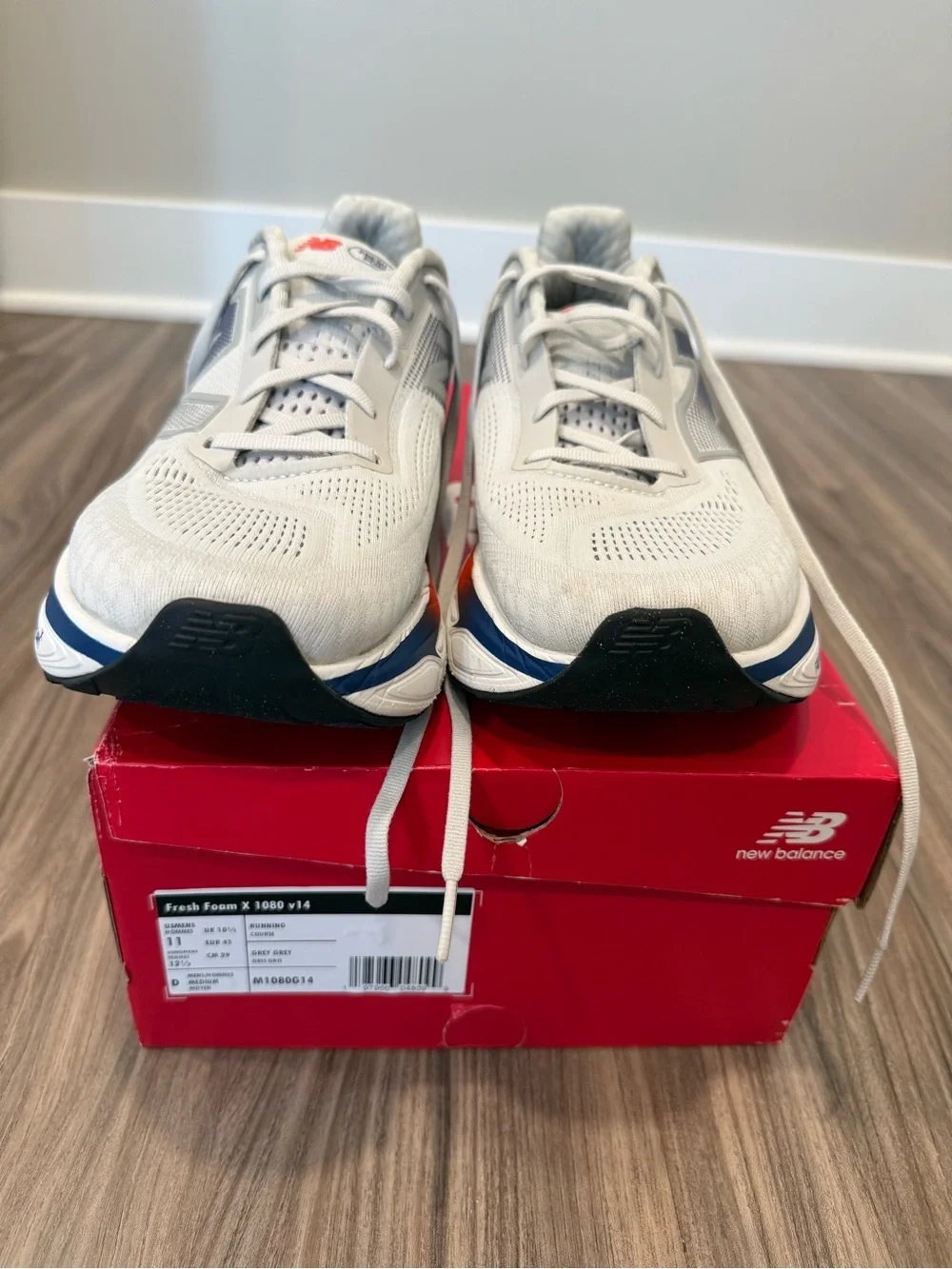New Balance Men's Fresh Foam X 1080 v14 Gray/White - Size 11